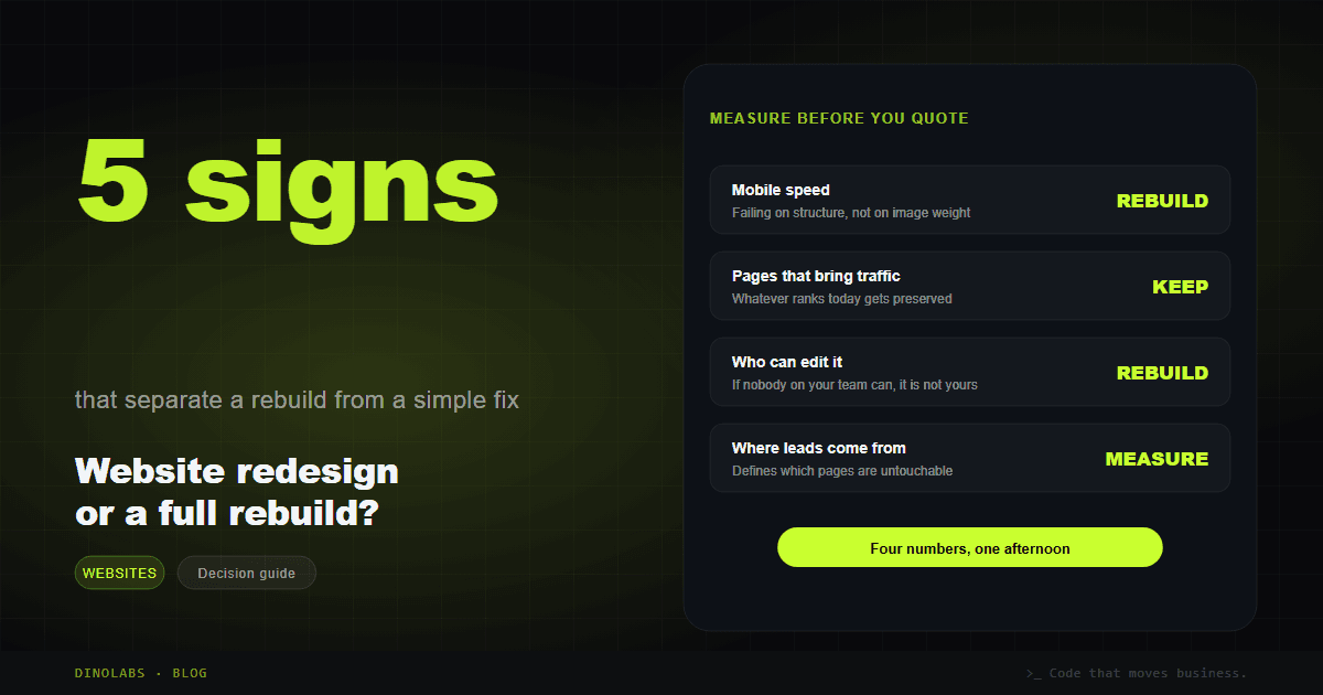 Ilustración del artículo: Website redesign or rebuild: how to tell which one your business actually needs