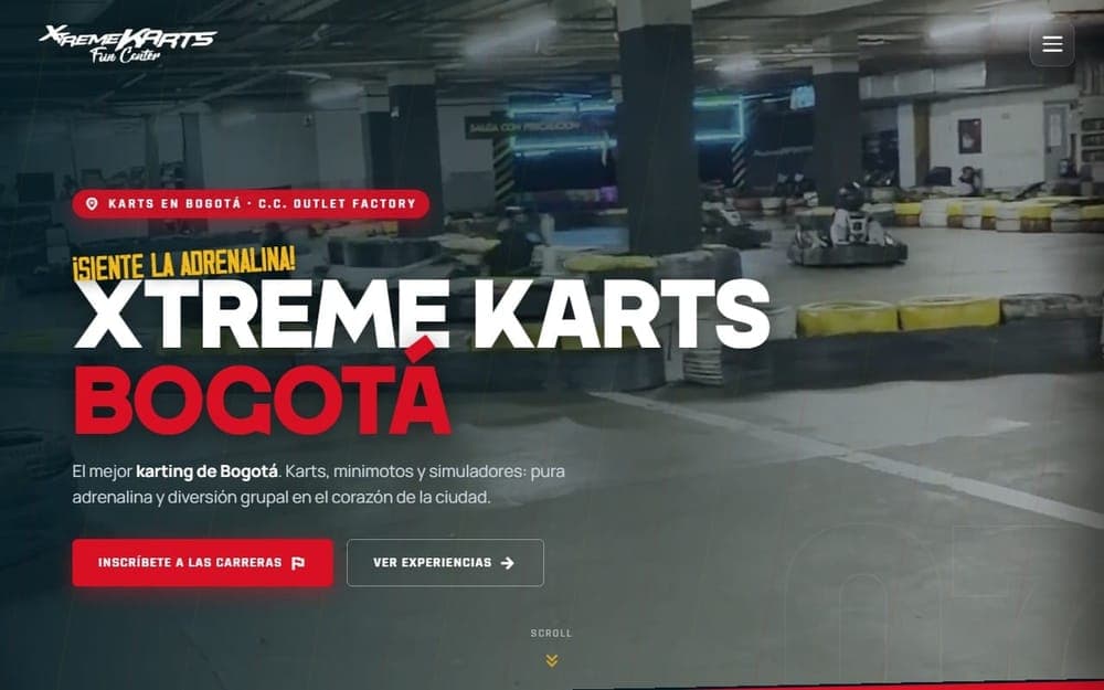 Página web de Xtreme Karts