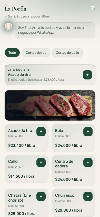 Pedidos de La Porfía con la sugerencia de Zita
