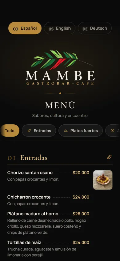 Carta de MAMBE en tres idiomas